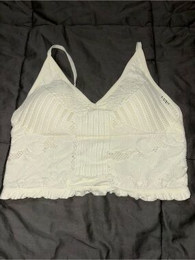 White Crochet Lace Crop Bralette Top - Women
